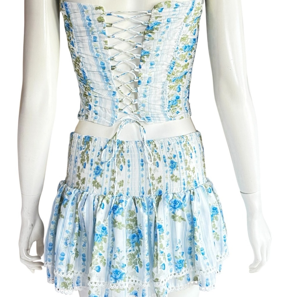 MABLE Coquette Blue Floral Set of blouses and skirt Size Small - Picture 4 of 15